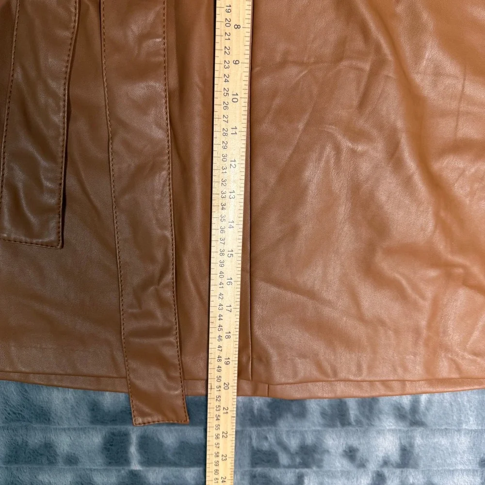 Banana Republic Faux Leather Mini Skirt Womens 16 Brown Tie Waist 713575-02-1